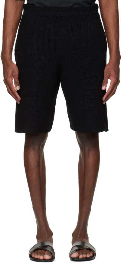 Issey Miyake Black Rustic Knit Shorts