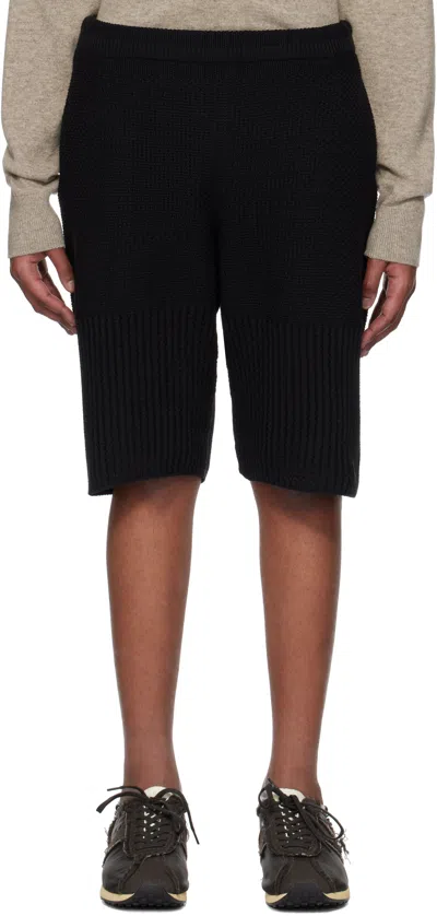 Issey Miyake Black Rustic Knit Shorts