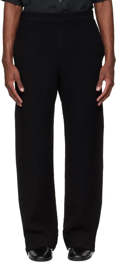 Issey Miyake Elastic Waist Knit Casual Pants In Black