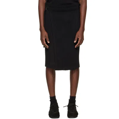 Issey Miyake Black Rustic Mesh Midi Skirt In Red