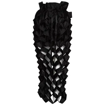 Pre-owned Issey Miyake Black Satin Ribbon Cage Maxi Skirt, 1990s