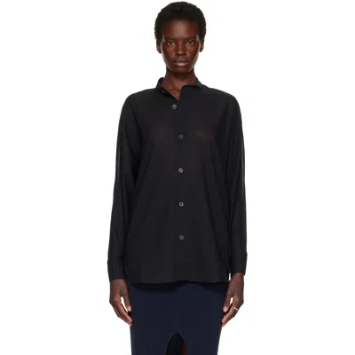 Issey Miyake Black Sheer Wool Shirt In 15-black