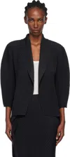 Issey Miyake Black Soft Fold Pleats Blazer In Black