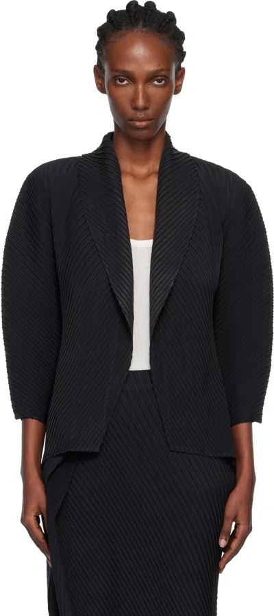 Issey Miyake Black Soft Fold Pleats Blazer