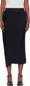 Issey Miyake Black Soft Fold Pleats Midi Skirt In Black