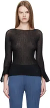 Issey Miyake Black Spikelet Knit Sweater In Black