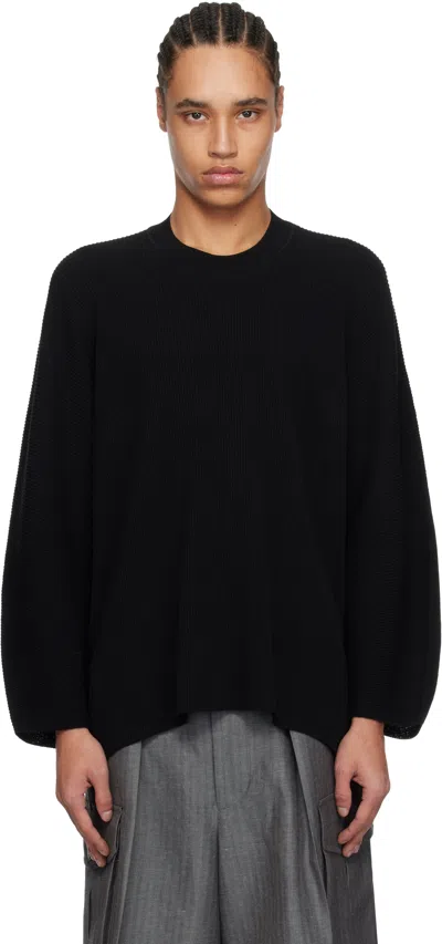 Issey Miyake Black Tight Twist Cotton Knit Sweater In 15-black