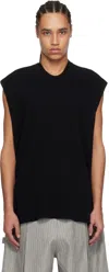 Issey Miyake Black Tight Twist Cotton Knit Vest In 15-black
