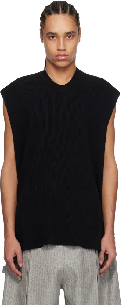 Issey Miyake Black Tight Twist Cotton Knit Vest In 15-black