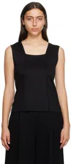 Issey Miyake Black Tucked Square Tank Top In 15-black