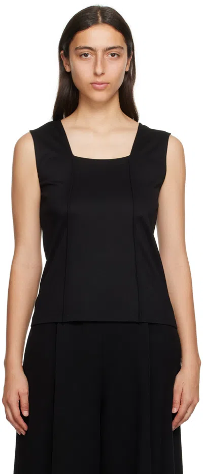 Issey Miyake Black Tucked Square Tank Top In 15-black