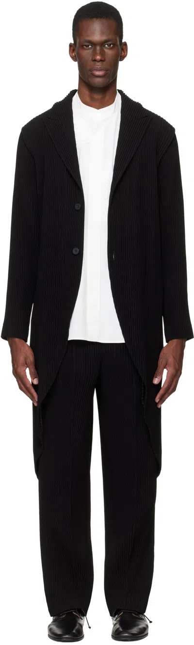 Issey Miyake Black Tuxedo Pleats Coat