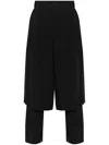 Issey Miyake High-waisted Layered Trousers In Black