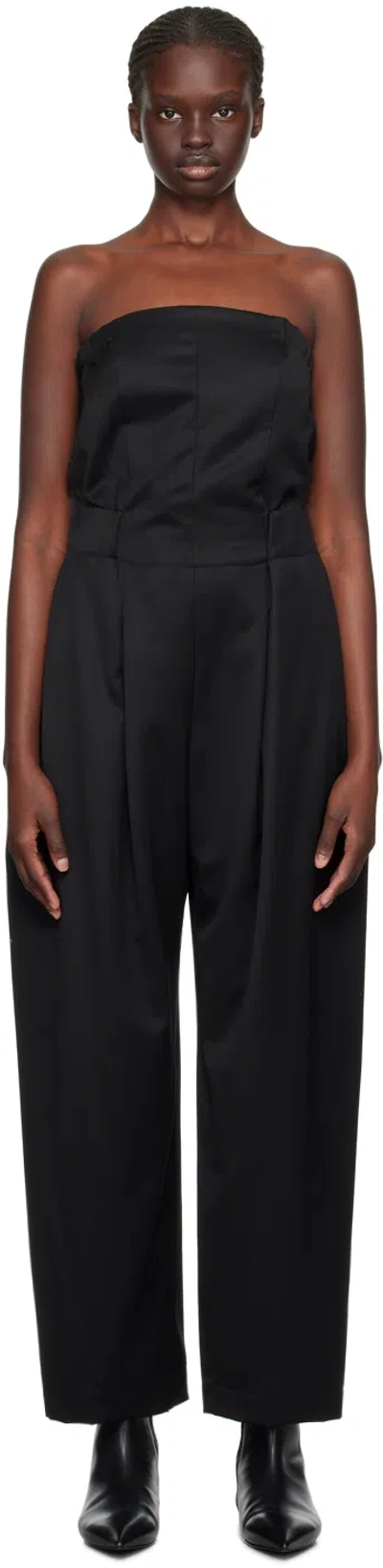 Issey Miyake Bandeau Wool-gabardine Jumpsuit In 15-black