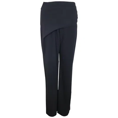 Pre-owned Issey Miyake Black Wool Straight Wide Leg Pants
