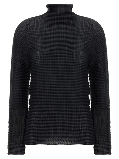 ISSEY MIYAKE BLACK WOOLY PLEATS BLOUSE