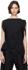 Issey Miyake Black Wrinkled & Twisted Blouse