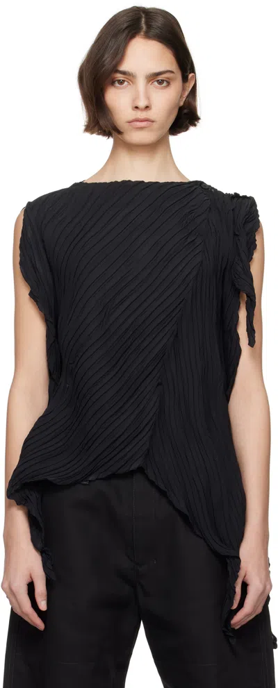 Issey Miyake Black Wrinkled & Twisted Blouse