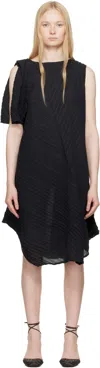 Issey Miyake Black Wrinkled & Twisted Minidress