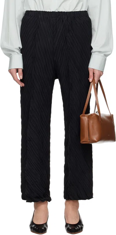 Issey Miyake Black Wrinkled & Twisted Trousers