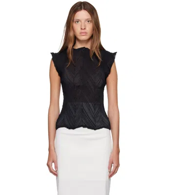 Issey Miyake Black Zigzag Pleats Top