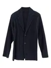 Issey Miyake Pleated Fabric Single-breasted Blazer In Blue