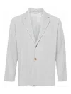 Issey Miyake Plissé-effect Single-breasted Blazer In Light Grey