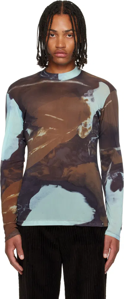 Issey Miyake Blue & Brown Agate Cardigan