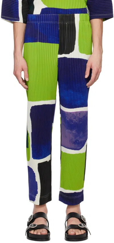 Issey Miyake Blue & Green Landscape Trousers In 72-blue