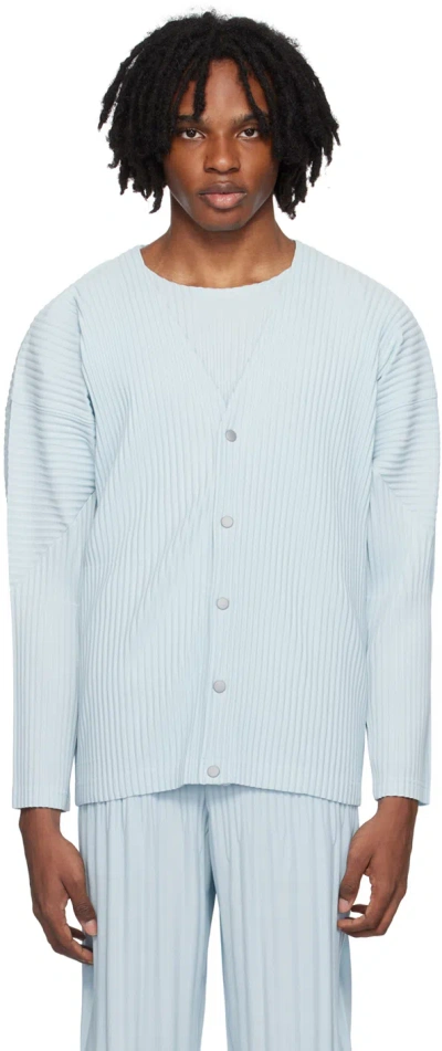 Issey Miyake Blue Color Pleats Cardigan In 71-light Blue