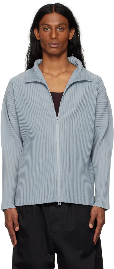 Issey Miyake Blue Color Pleats Sweater In Gray