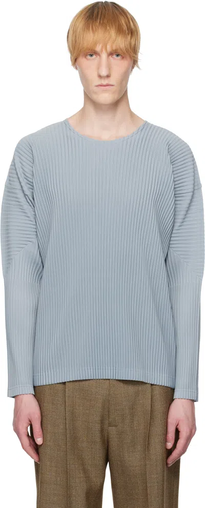 Issey Miyake Blue Color Pleats T-shirt In Gray