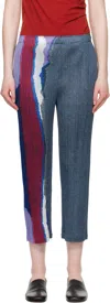 Issey Miyake Elastic Waistband Wide Leg Trousers In Multi
