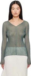 Issey Miyake Blue January Chiffon Twist 1 Top In 69 Dull Blue