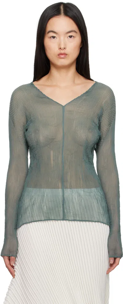Issey Miyake Blue January Chiffon Twist 1 Top In 69 Dull Blue