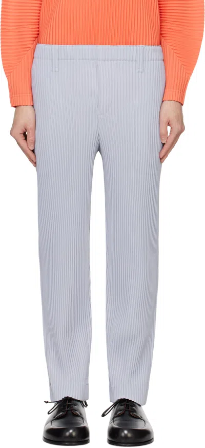 Issey Miyake Blue Kersey Pleats Trousers In 76-blue Gray