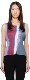 Issey Miyake Blue May Grainy Colors Tank Top In Gray