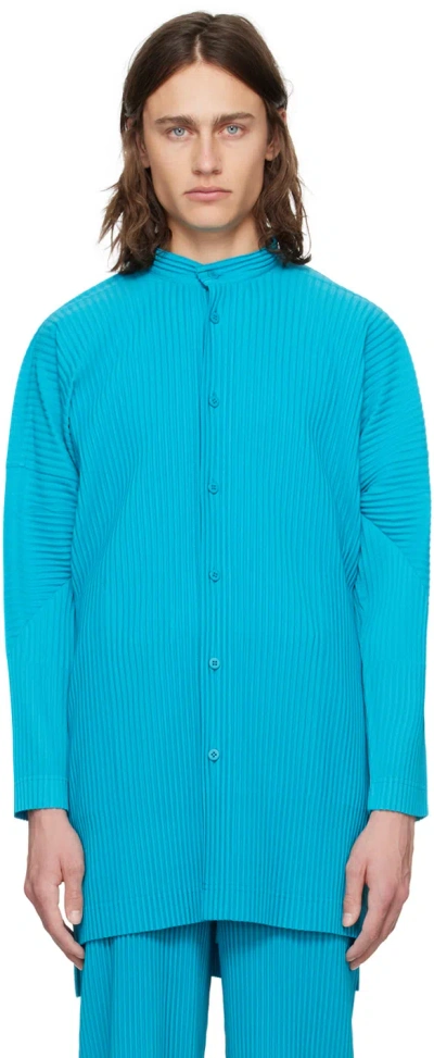 Issey Miyake Blue Monthly Color March Shirt In 74-turquoise Blue