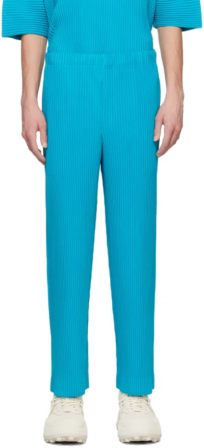 Issey Miyake Blue Monthly Color March Trousers In 74-turquoise Blue