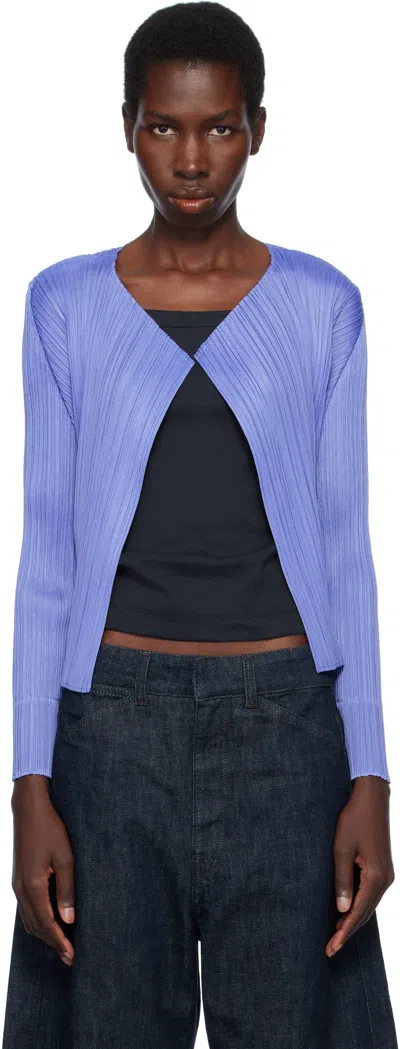 Issey Miyake Blue Monthly Colors March Cardigan In 74 Steel Blue