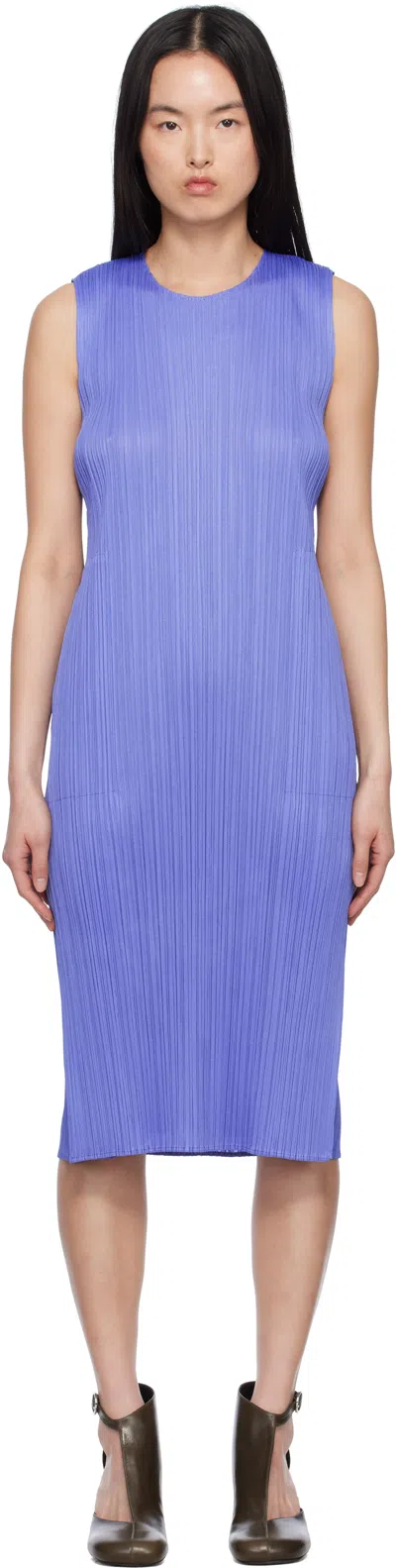 Issey Miyake Blue Monthly Colors March Midi Dress In 74 Steel Blue