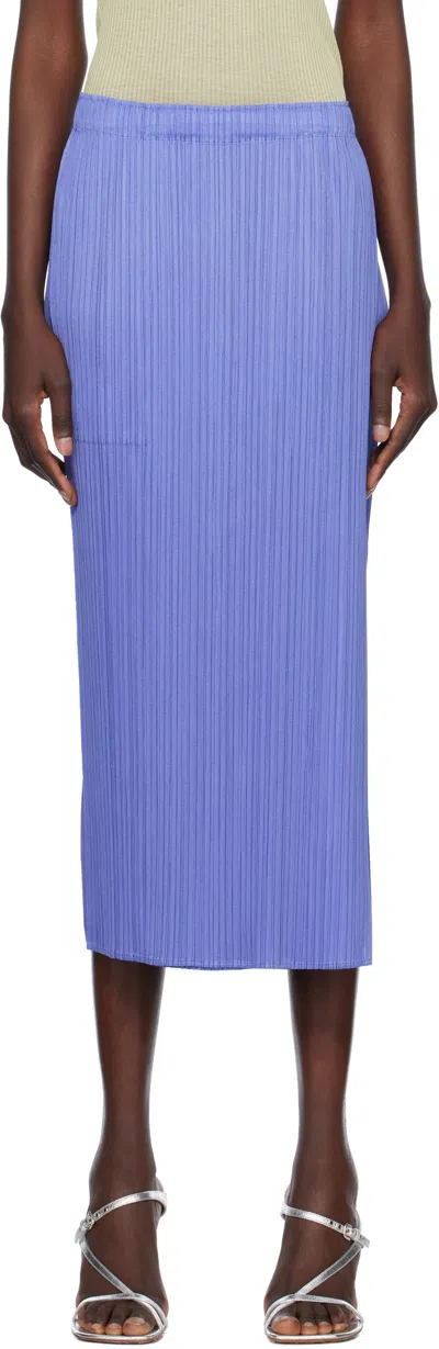 Issey Miyake Blue Monthly Colors March Midi Skirt In 74 Steel Blue