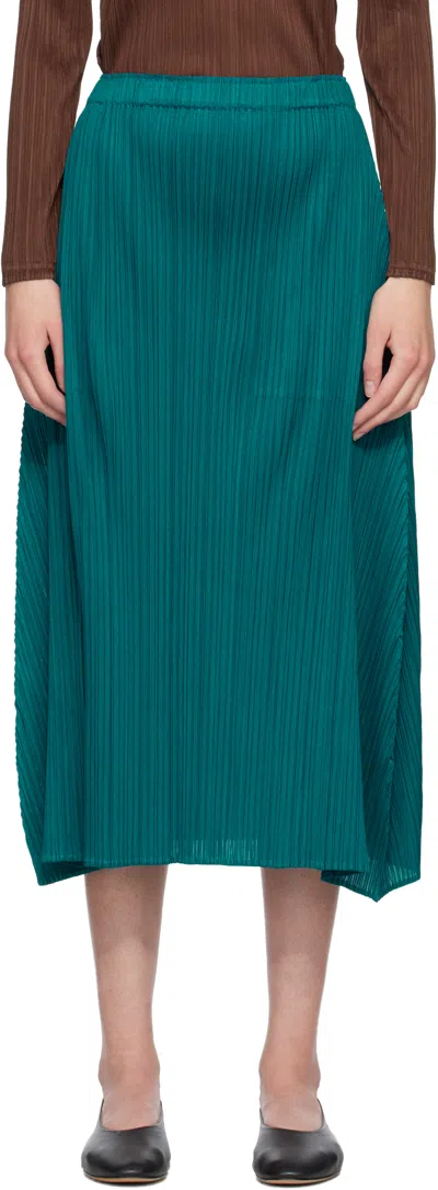 Issey Miyake Blue Monthly Colors October Maxi Skirt In Green