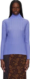 Issey Miyake Blue Rib Pleats February Turtleneck In 73 Saxe Blue