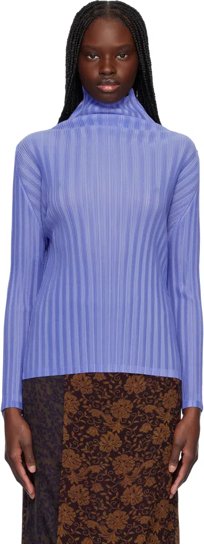 Issey Miyake Blue Rib Pleats February Turtleneck In 73 Saxe Blue