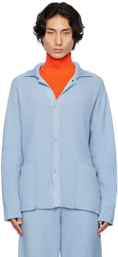 Issey Miyake Blue Rustic Shirt In 70-aqua Blue