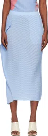 Issey Miyake Blue Soft Fold Pleats Midi Skirt In Blue