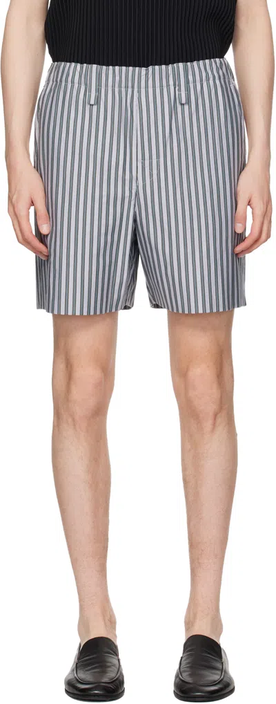 Issey Miyake Blue Stripe Jersey Shorts In Multi
