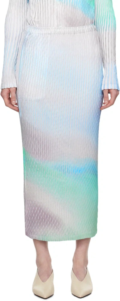 Issey Miyake Blue Suffused Pleats Maxi Skirt In 76-blue-hued