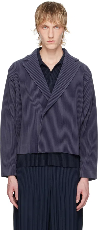 Issey Miyake Blue Tailored Pleats 2 Blazer In 76-blue Charcoal